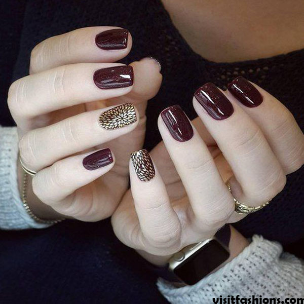 Chocolate Gold simple Nail designs