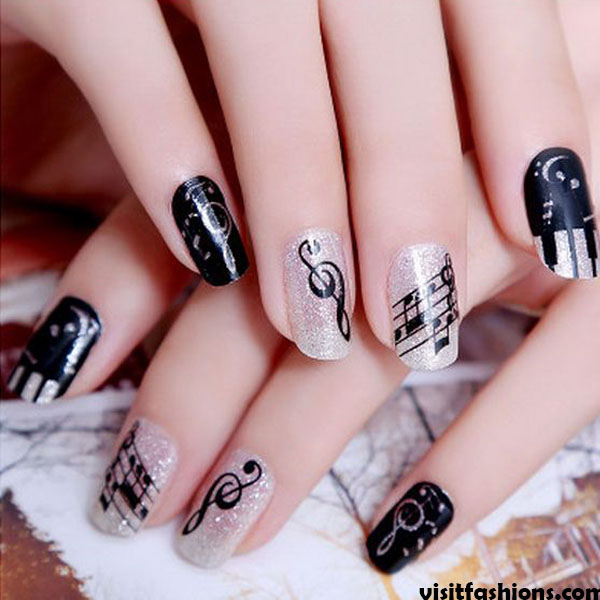Musical Notes simple Nail designs 