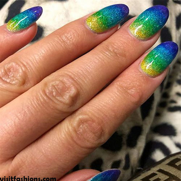  Multiple Colors marble nails Design