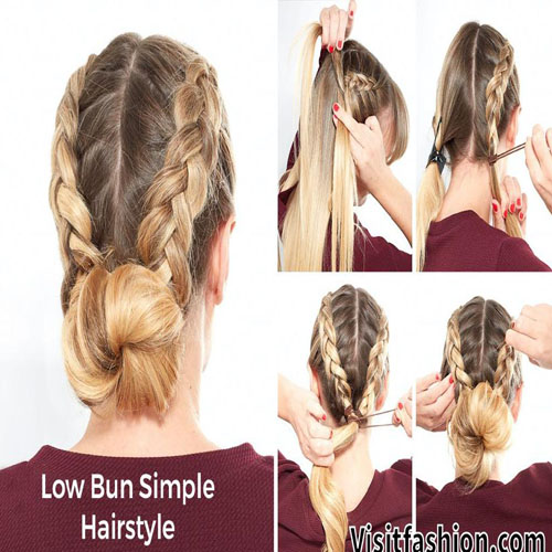 low bun simple hairstyle for girls
