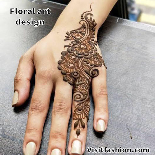 floral art mehndi design for girls