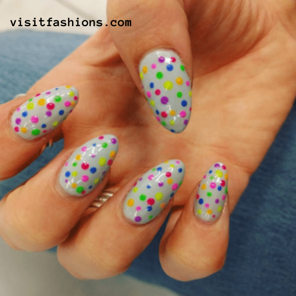 Multicolor dot nail art