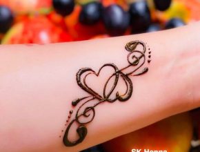 love leg tattoo mehndi design
