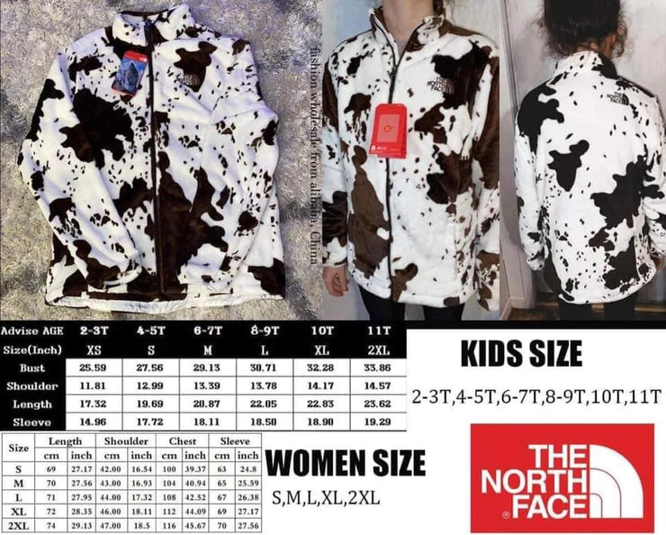 north face cow print jacket